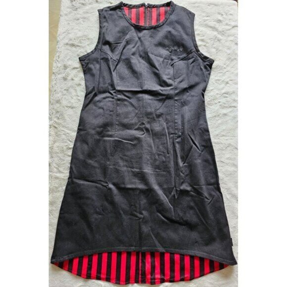 Vintage Emily the Strange Dress, Sleeveless, Red Stripes, Black, Small - Picture 4 of 6